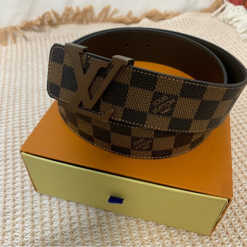 Louis Vuitton Black and Brown Checkered Belt